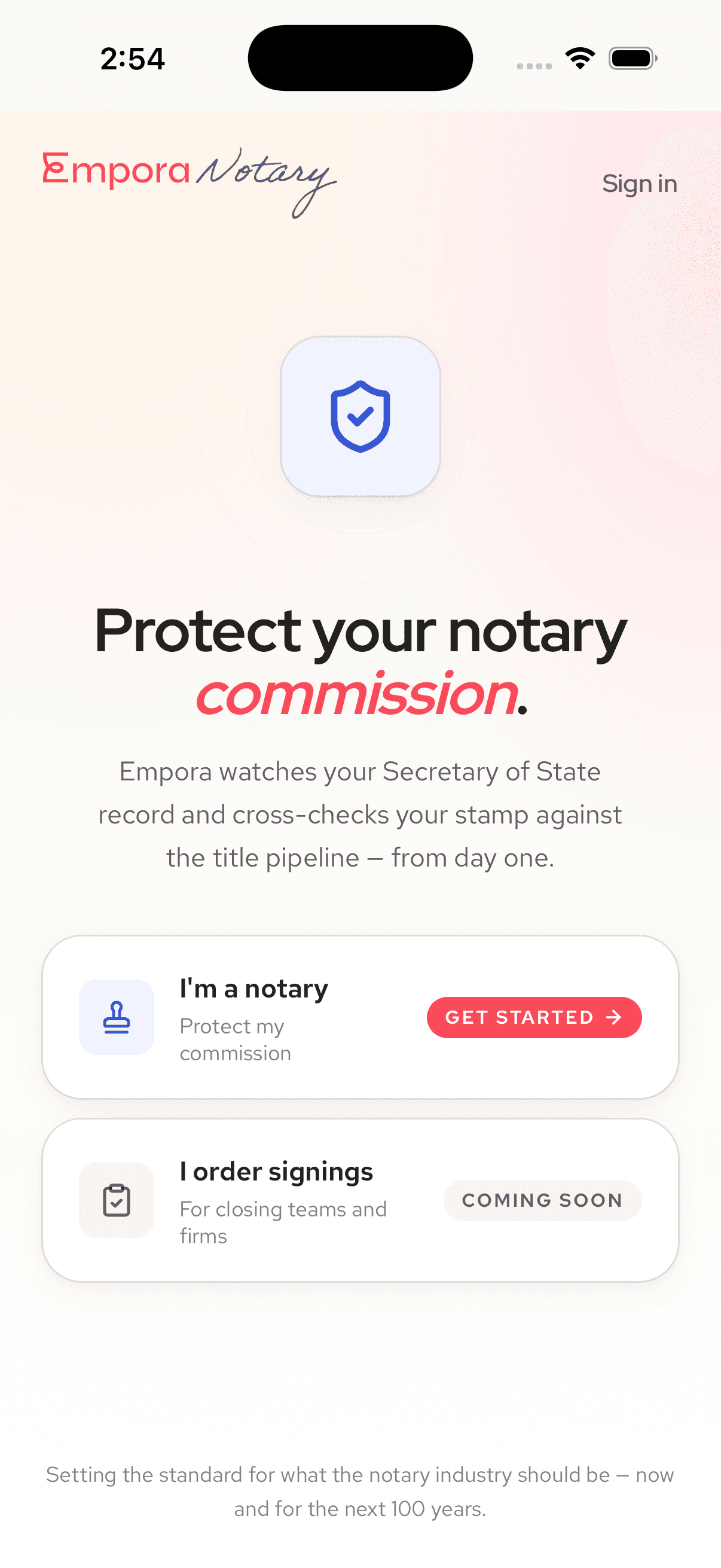 Empora notary mobile app — commission monitoring dashboard.